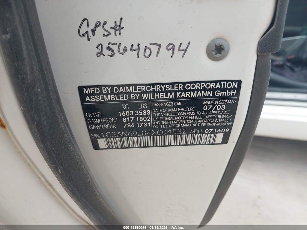 1C3AN69L84X004532 2004 CHRYSLER CROSSFIRE photo no. 9