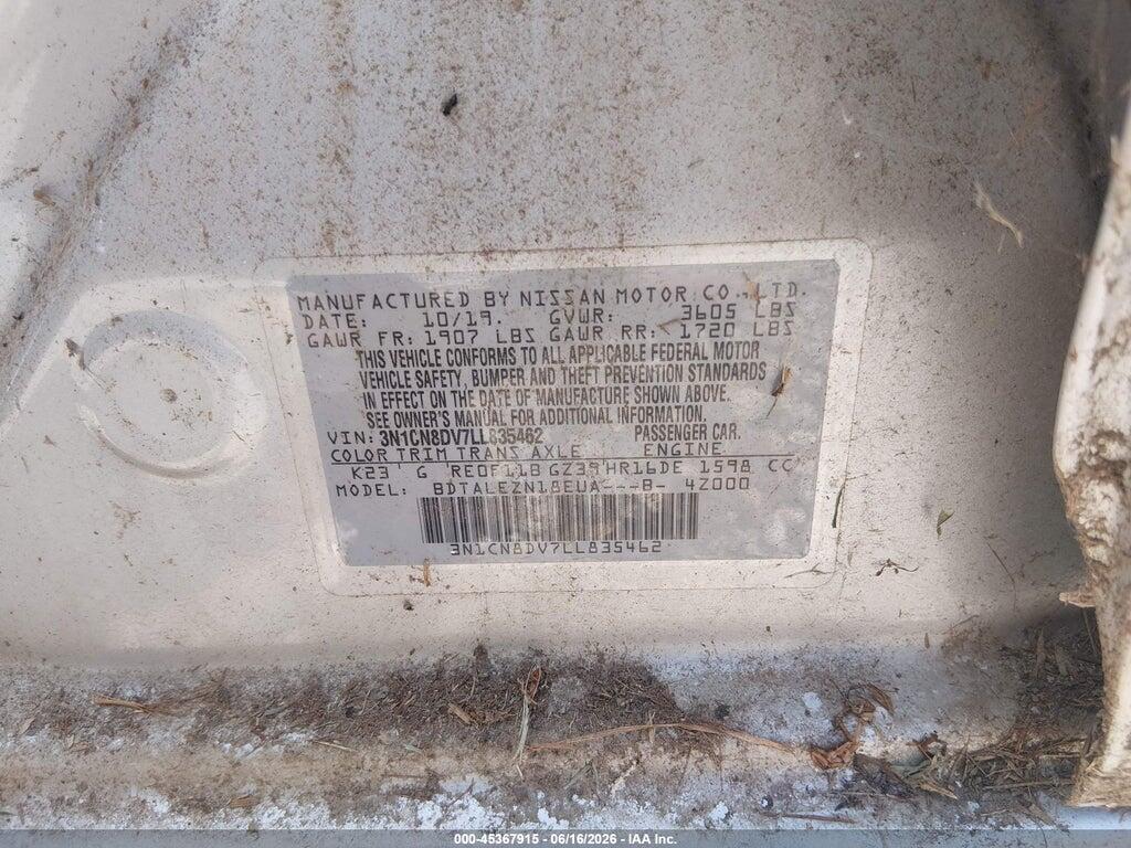 3N1CN8DV7LL835462 2020 NISSAN VERSA photo no. 9