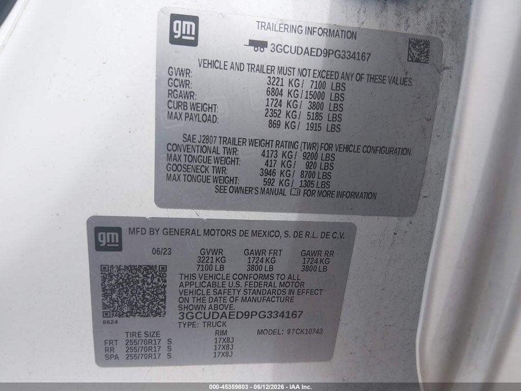 3GCUDAED9PG334167 2023 CHEVROLET SILVERADO 1500 photo no. 9