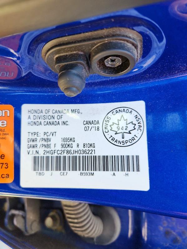 2HGFC2F86JH036221 2018 HONDA CIVIC photo no. 12