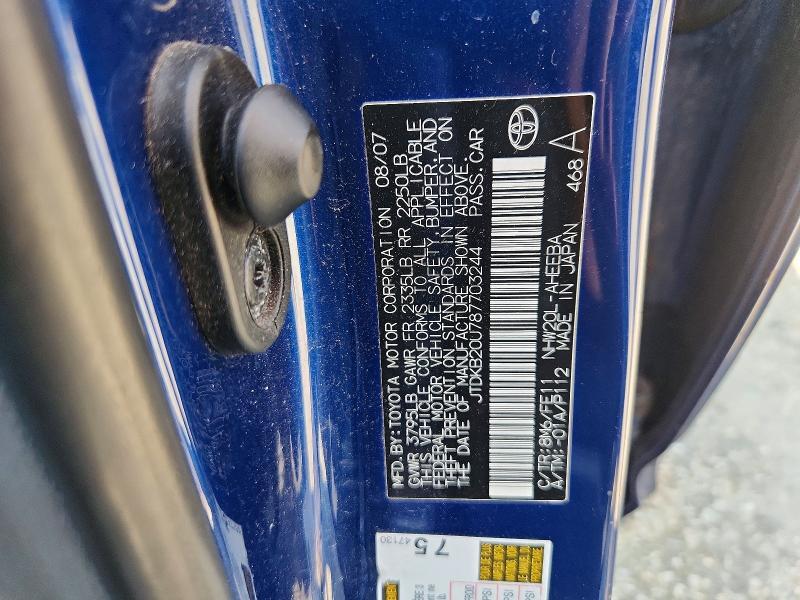 JTDKB20U787703244 2008 TOYOTA PRIUS photo no. 12