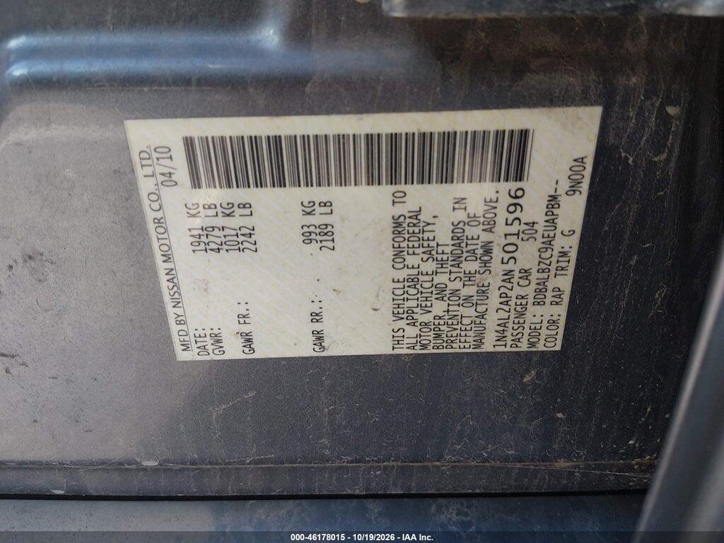 2010 NISSAN ALTIMA 2.5 S — Фото 9 из 12