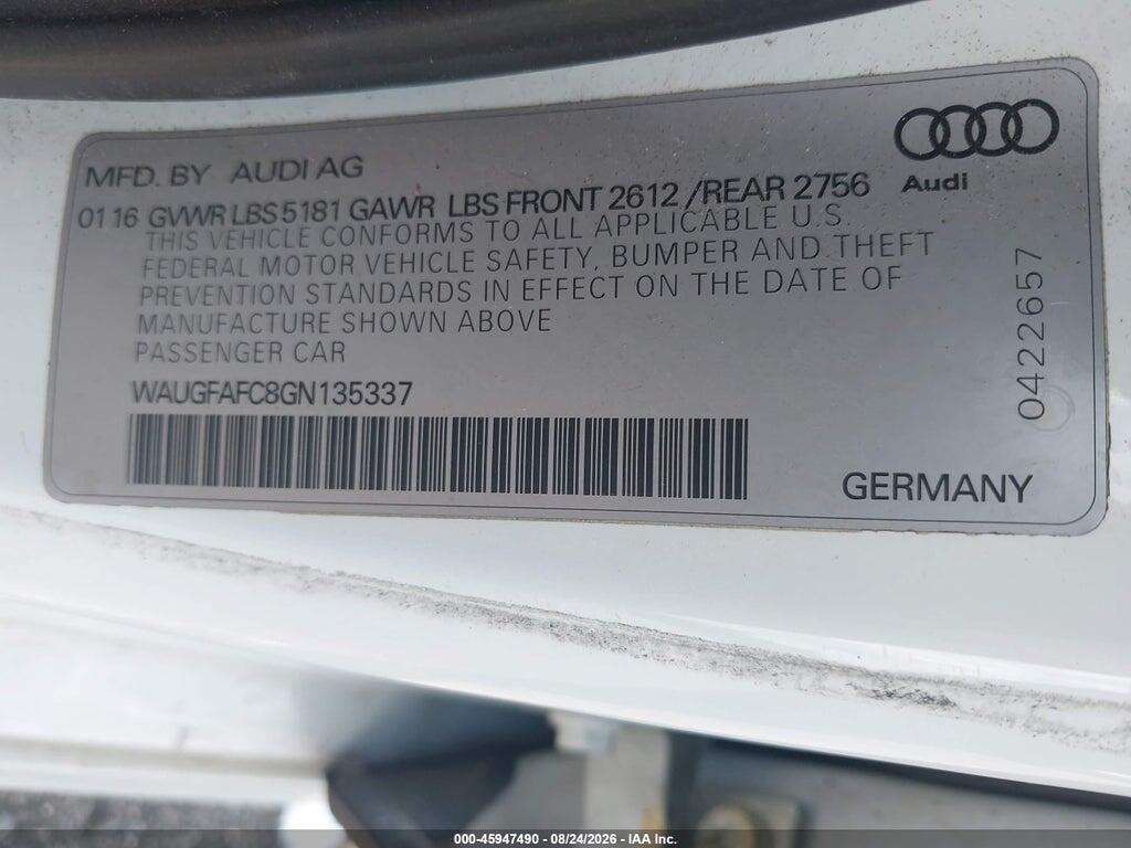 WAUGFAFC8GN135337 2016 AUDI A6 photo no. 9