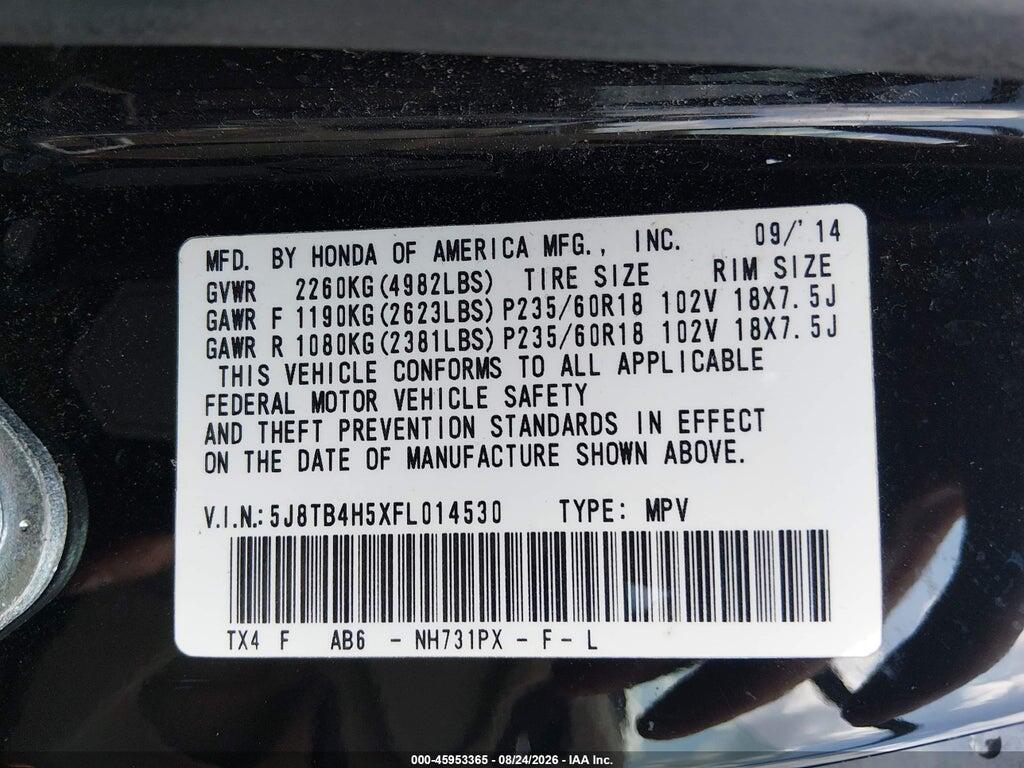 5J8TB4H5XFL014530 2015 ACURA RDX photo no. 9