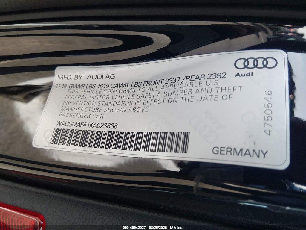 WAUGMAF41KA023638 2019 AUDI A4 photo no. 9