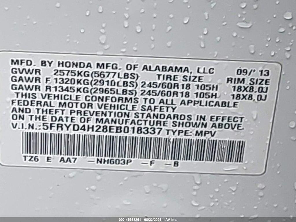 5FRYD4H28EB018337 2014 ACURA MDX photo no. 9