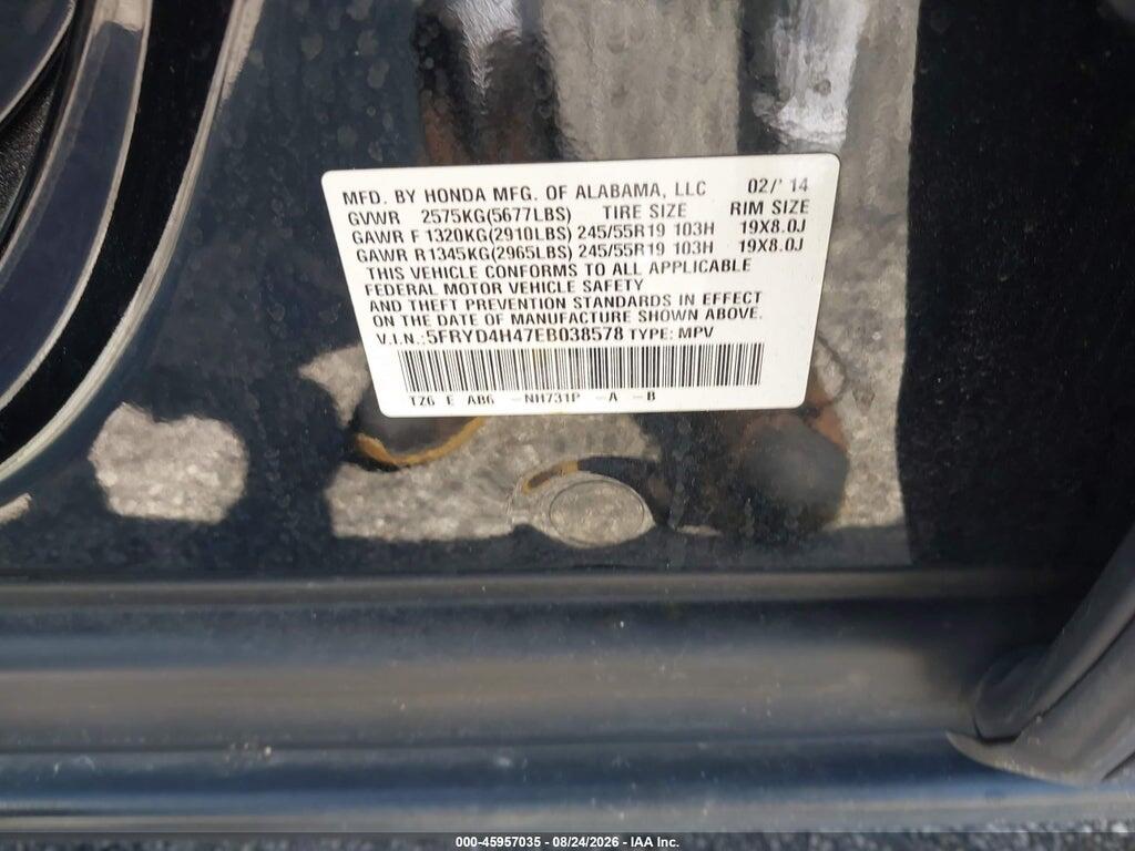 5FRYD4H47EB038578 2014 ACURA MDX photo no. 9