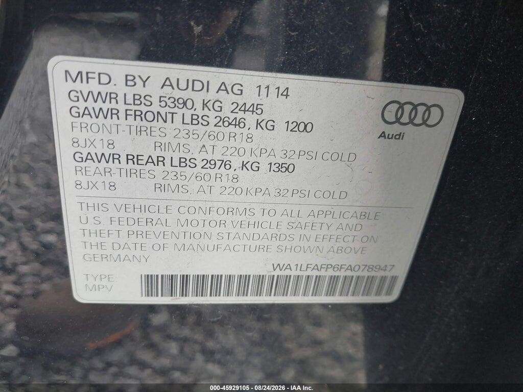 WA1LFAFP6FA078947 2015 AUDI Q5 photo no. 9