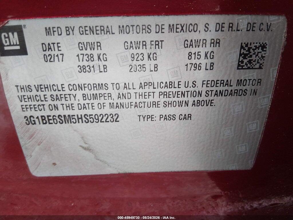 3G1BE6SM5HS592232 2017 CHEVROLET CRUZE photo no. 9