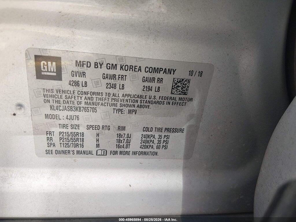 KL4CJASB3KB765705 2019 BUICK ENCORE photo no. 9