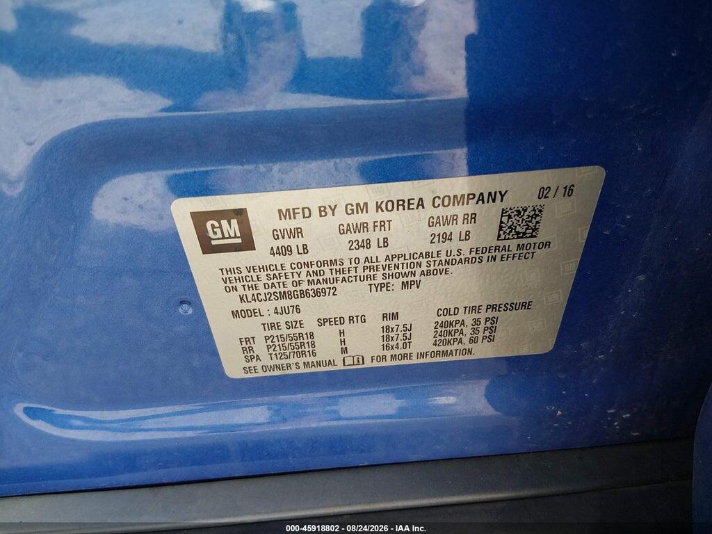 KL4CJ2SM8GB636972 2016 BUICK ENCORE photo no. 9