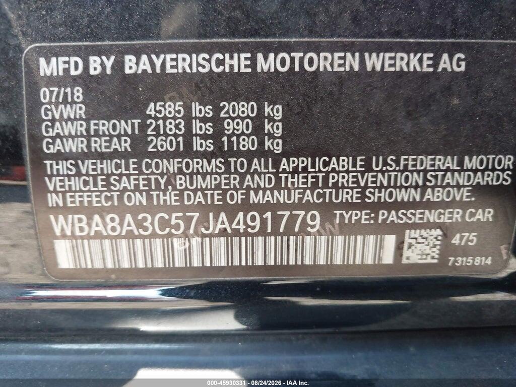 WBA8A3C57JA491779 2018 BMW 320I photo no. 9