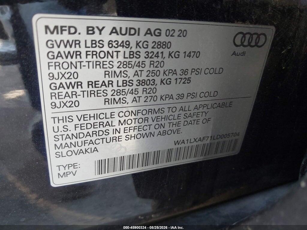 WA1LXAF71LD005704 2020 AUDI Q7 photo no. 9