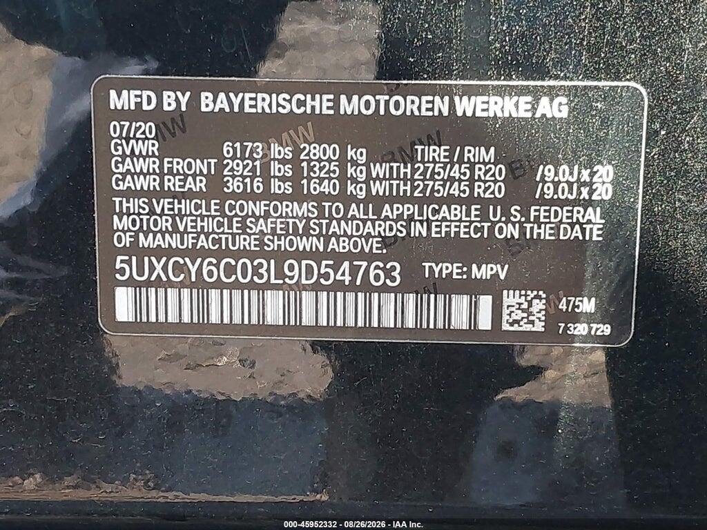 5UXCY6C03L9D54763 2020 BMW X6 photo no. 9