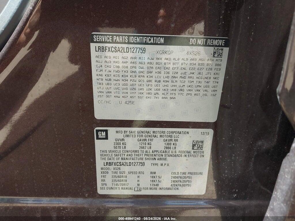 LRBFXCSA2LD127759 2020 BUICK ENVISION photo no. 9