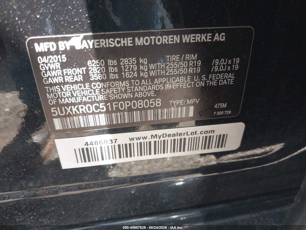5UXKR0C51F0P08058 2015 BMW X5 photo no. 9
