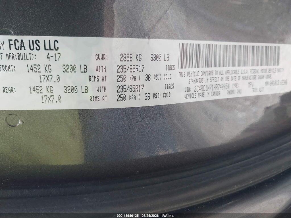 2C4RC1N71HR740054 2017 CHRYSLER PACIFICA HYBRID photo no. 9