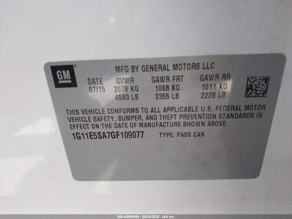 1G11E5SA7GF109077 2016 CHEVROLET MALIBU LIMITED photo no. 9