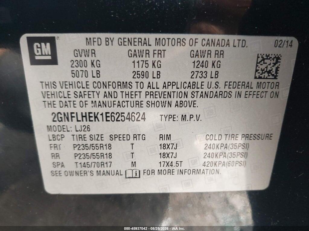 2GNFLHEK1E6254624 2014 CHEVROLET EQUINOX photo no. 9