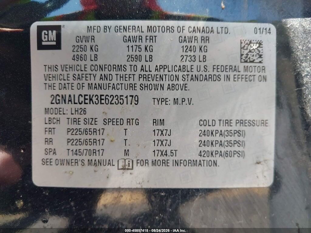2GNALCEK3E6235179 2014 CHEVROLET EQUINOX photo no. 9