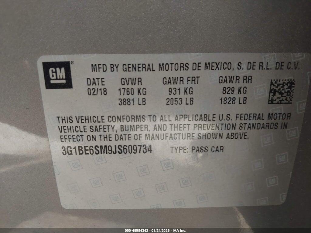 3G1BE6SM9JS609734 2018 CHEVROLET CRUZE photo no. 9