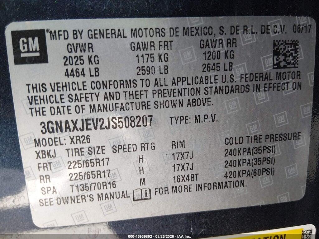 3GNAXJEV2JS508207 2018 CHEVROLET EQUINOX photo no. 9