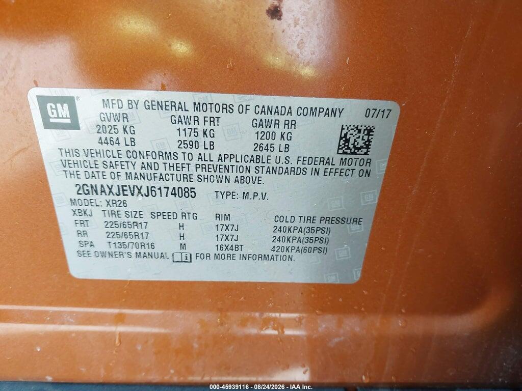 2GNAXJEVXJ6174085 2018 CHEVROLET EQUINOX photo no. 9