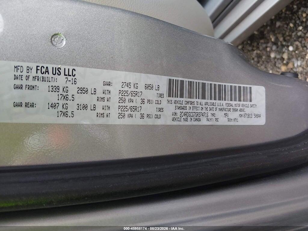 2C4RDGCG7GR374716 2016 DODGE GRAND CARAVAN photo no. 9
