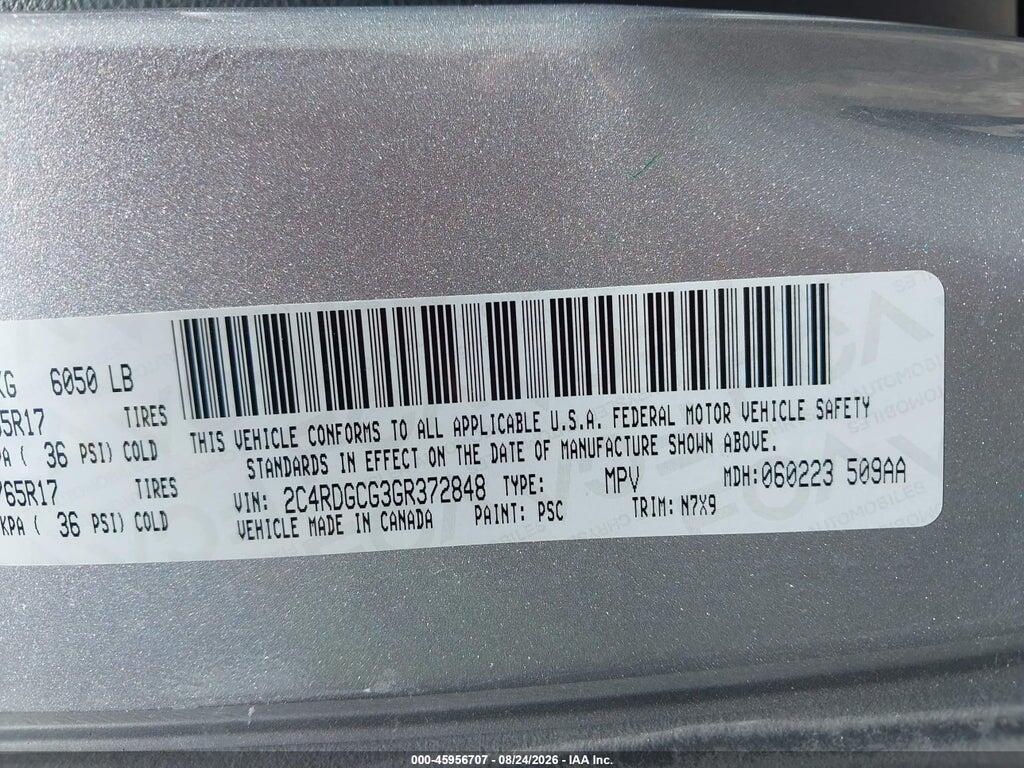 2C4RDGCG3GR372848 2016 DODGE GRAND CARAVAN photo no. 9