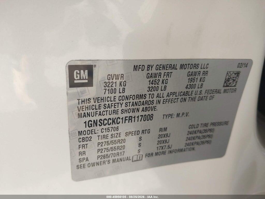 1GNSCCKC1FR117008 2015 CHEVROLET TAHOE photo no. 9