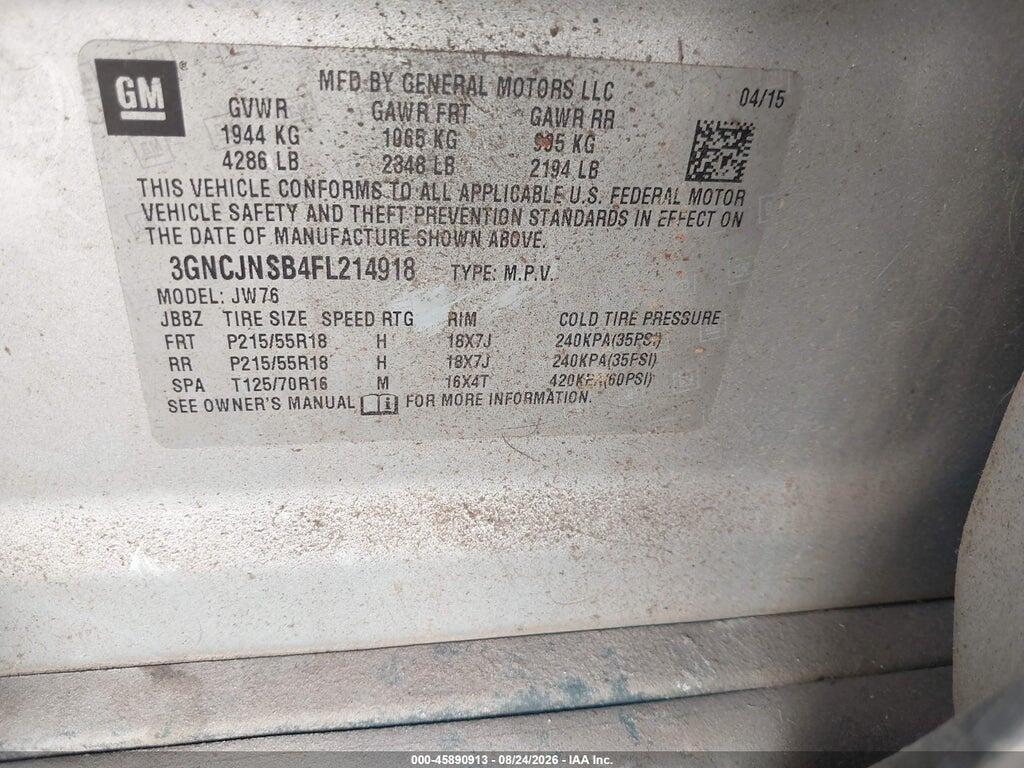 3GNCJNSB4FL214918 2015 CHEVROLET TRAX photo no. 9