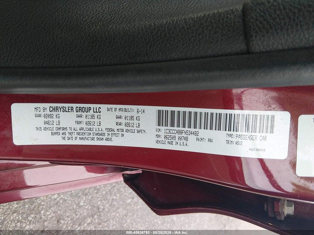 1C3CCCAB8FN534482 2015 CHRYSLER 200 photo no. 9