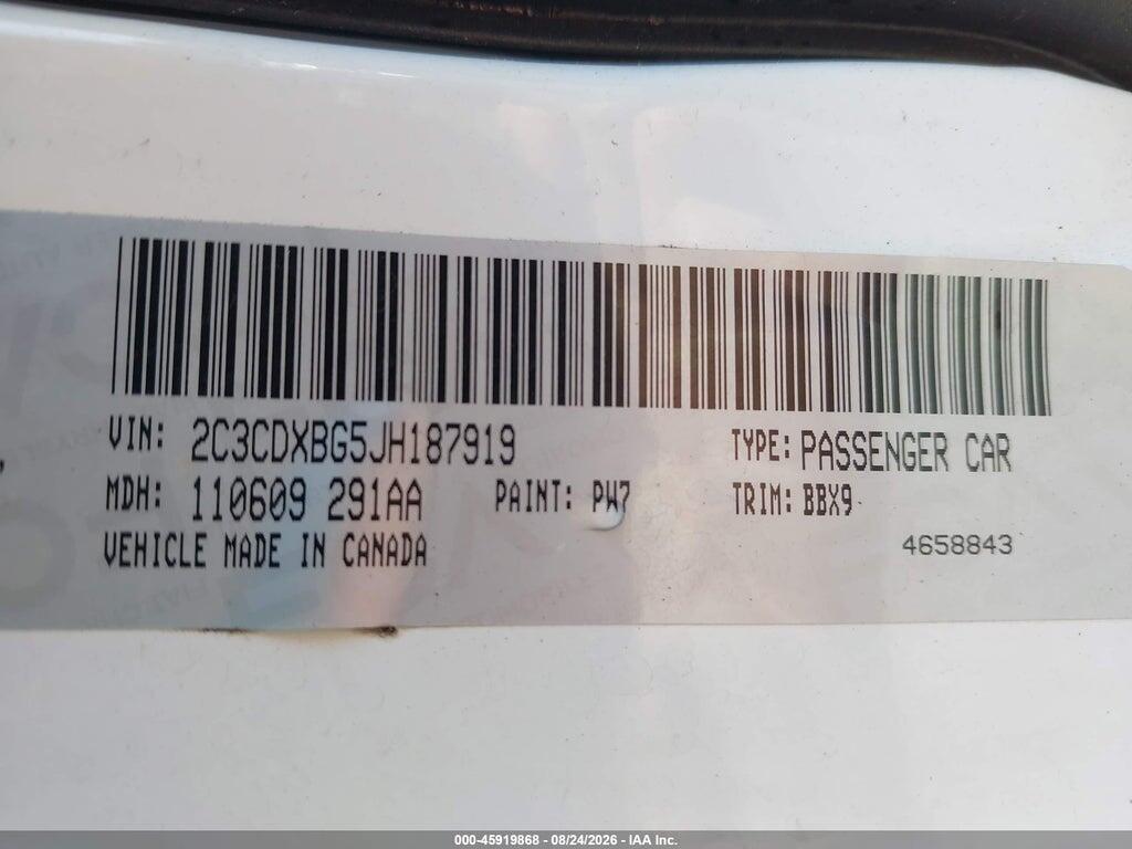 2C3CDXBG5JH187919 2018 DODGE CHARGER photo no. 9