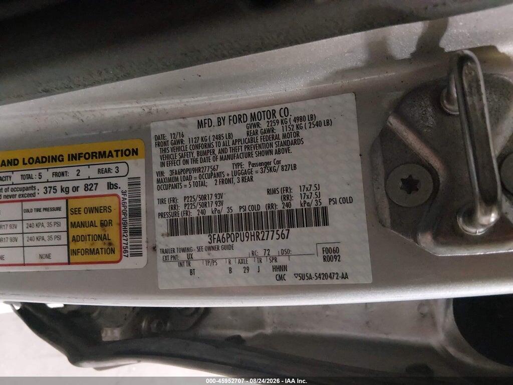 3FA6P0PU9HR277567 2017 FORD FUSION ENERGI photo no. 9
