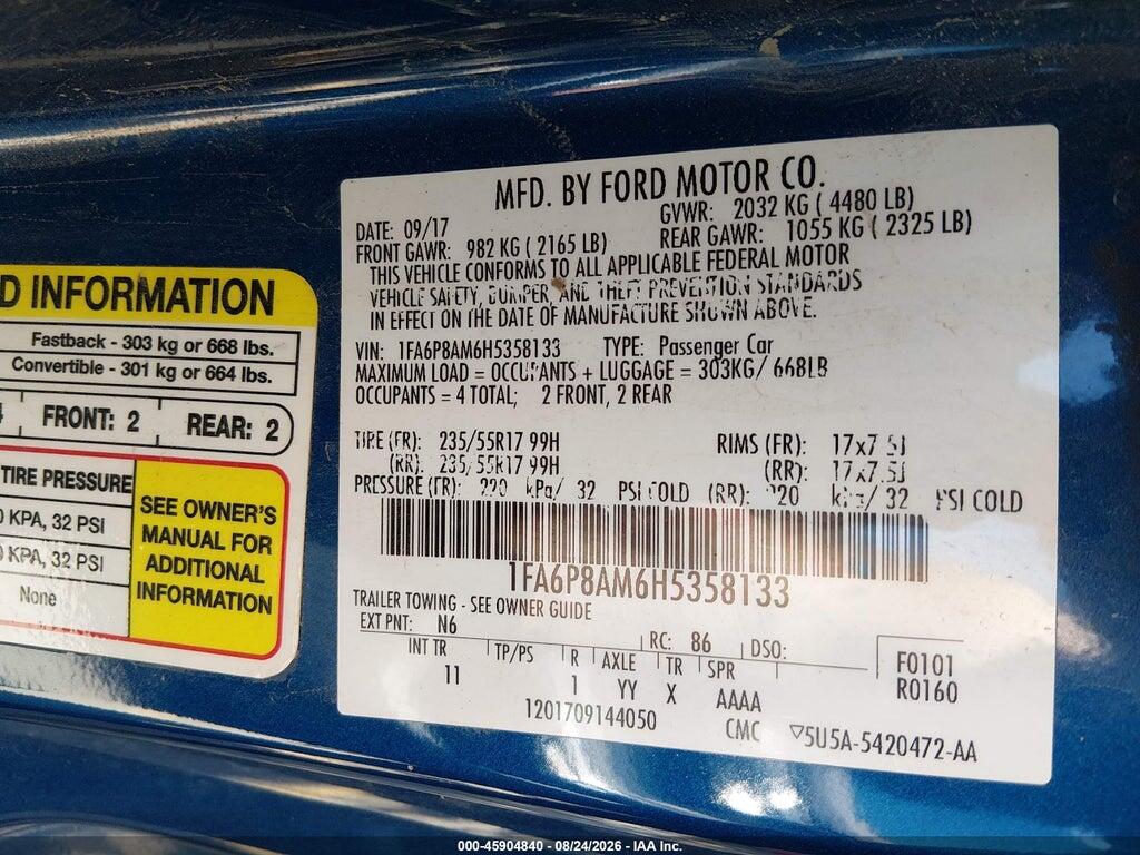 1FA6P8AM6H5358133 2017 FORD MUSTANG photo no. 9