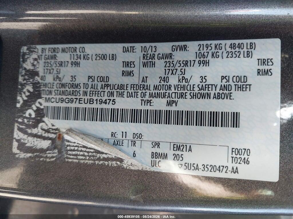 1FMCU9G97EUB19475 2014 FORD ESCAPE photo no. 9