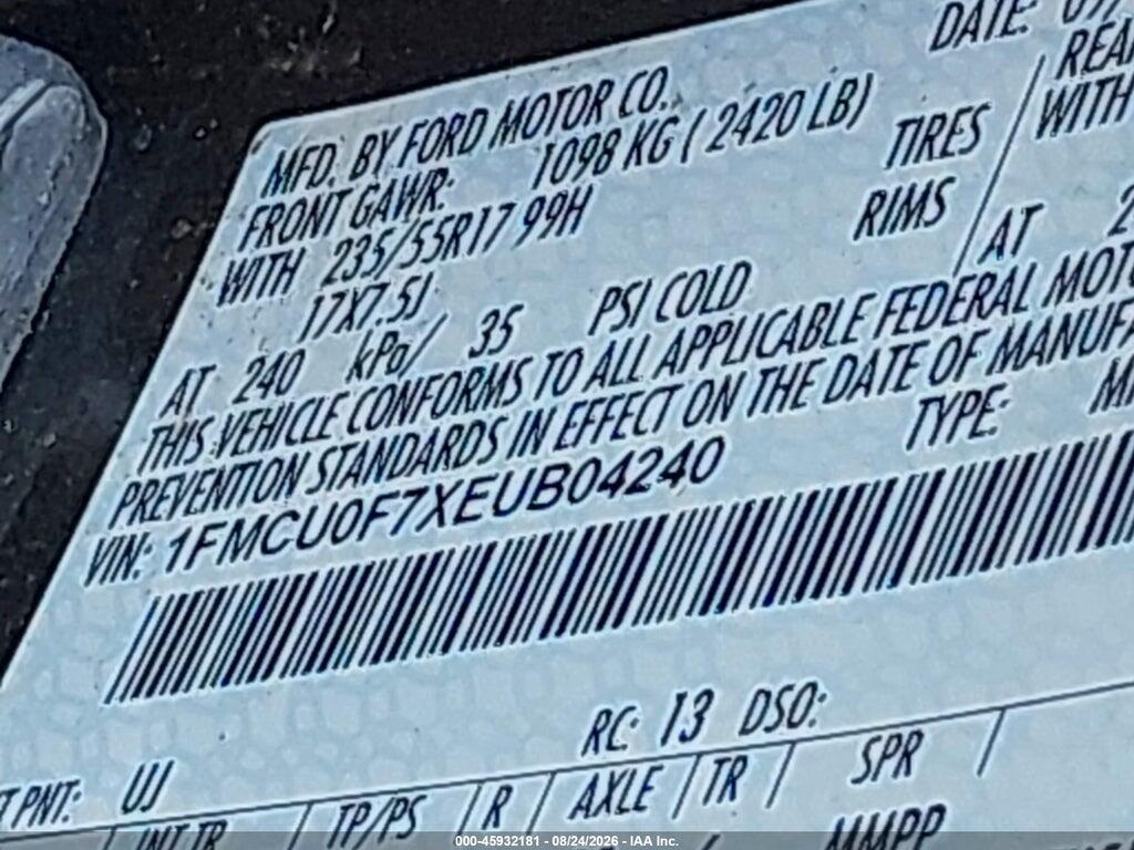 1FMCU0F7XEUB04240 2014 FORD ESCAPE photo no. 9
