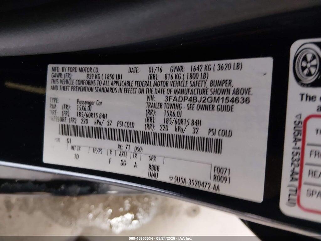 3FADP4BJ2GM154636 2016 FORD FIESTA photo no. 9