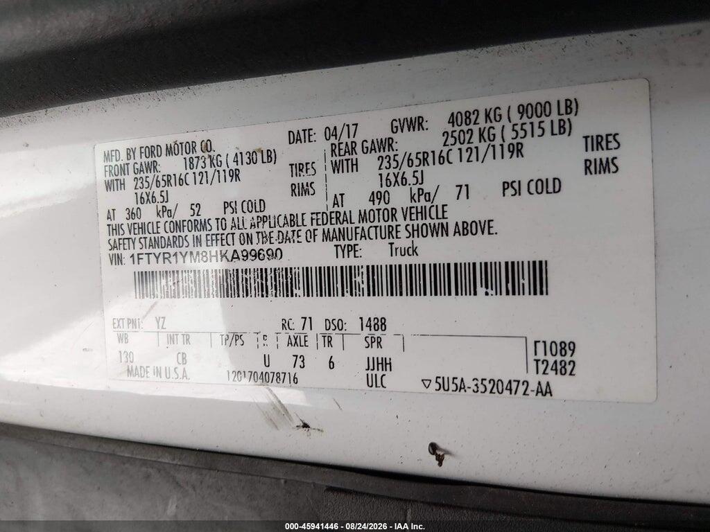 1FTYR1YM8HKA99690 2017 FORD TRANSIT-250 photo no. 9