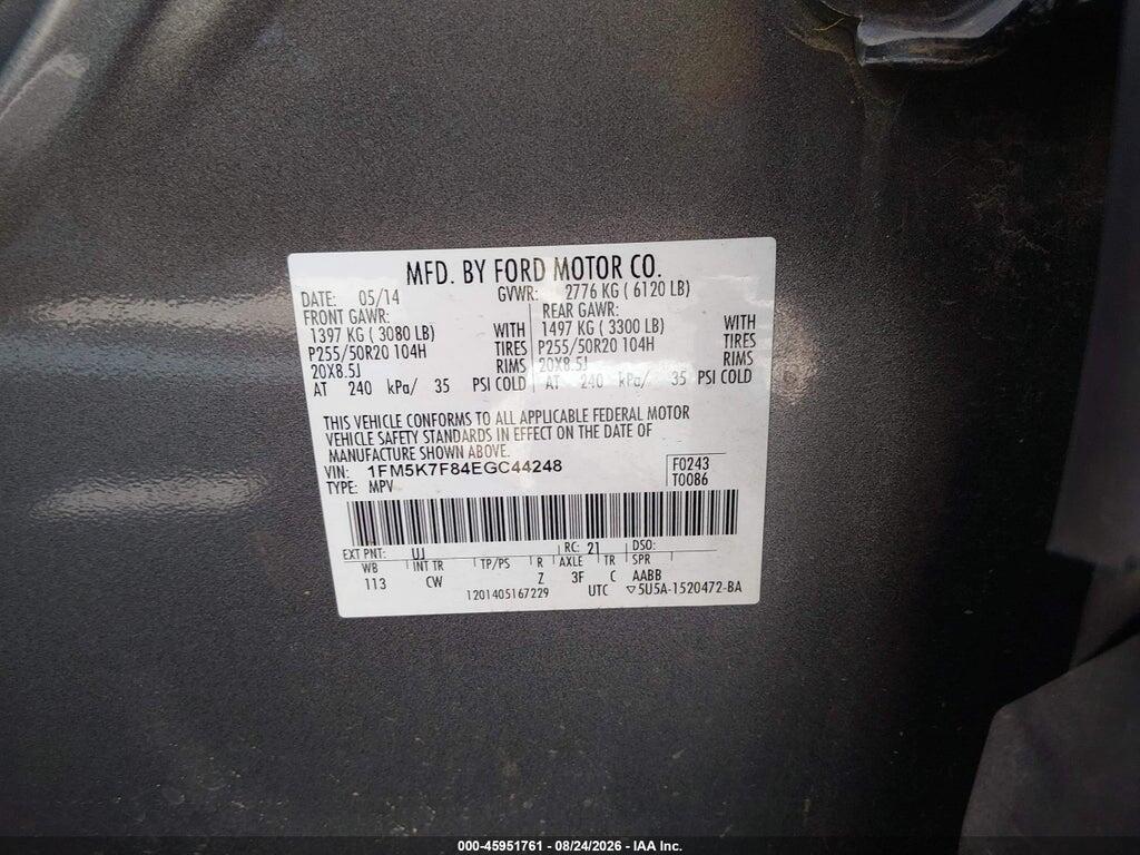 1FM5K7F84EGC44248 2014 FORD EXPLORER photo no. 9