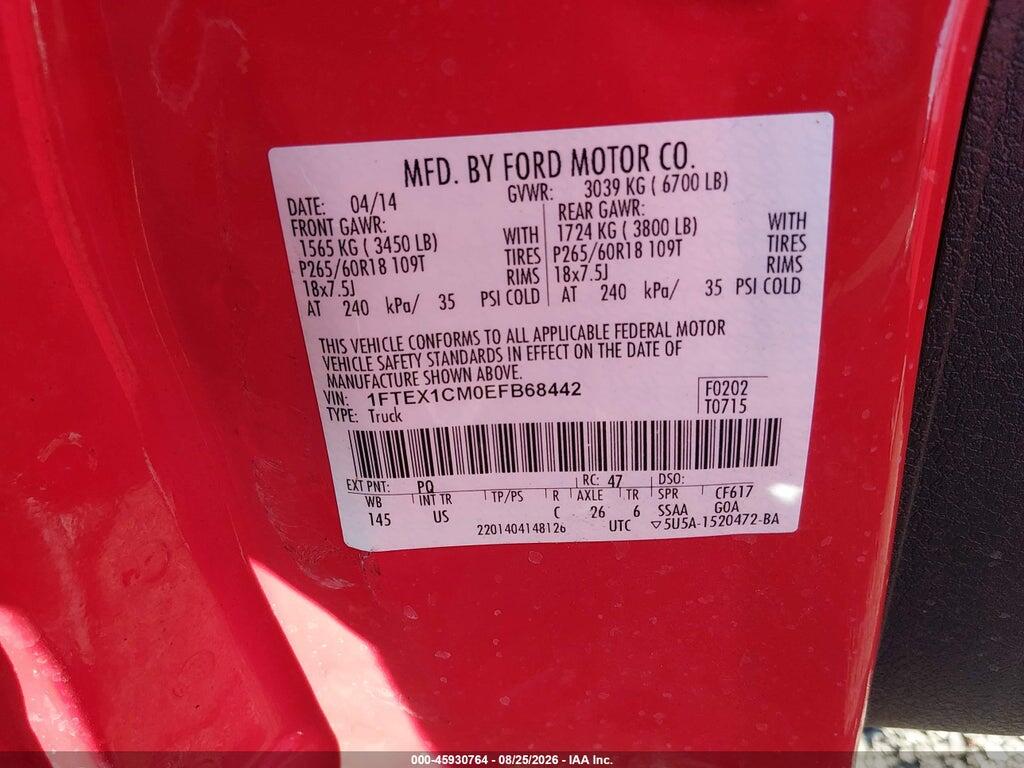1FTEX1CM0EFB68442 2014 FORD F-150 photo no. 9