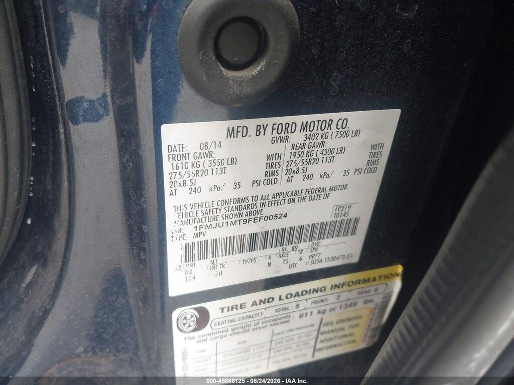 1FMJU1MT9FEF00524 2015 FORD EXPEDITION photo no. 9