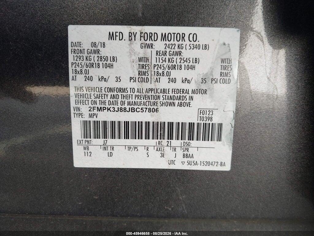 2FMPK3J88JBC57806 2018 FORD EDGE photo no. 9