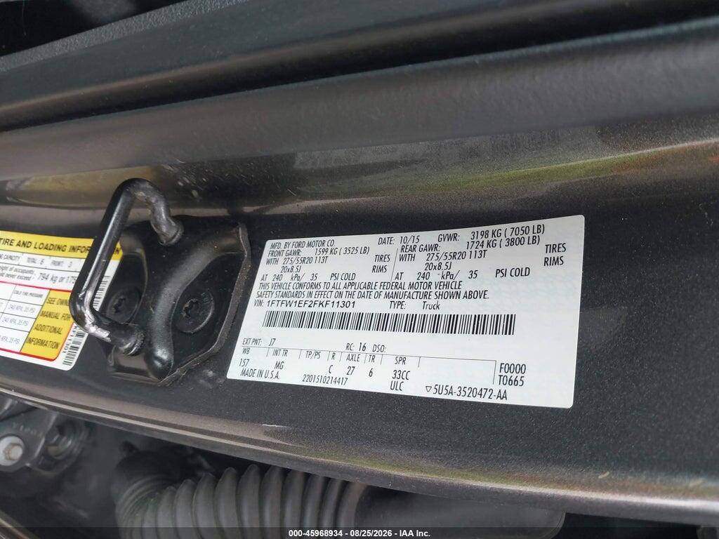 1FTFW1EF2FKF11301 2015 FORD F-150 photo no. 9
