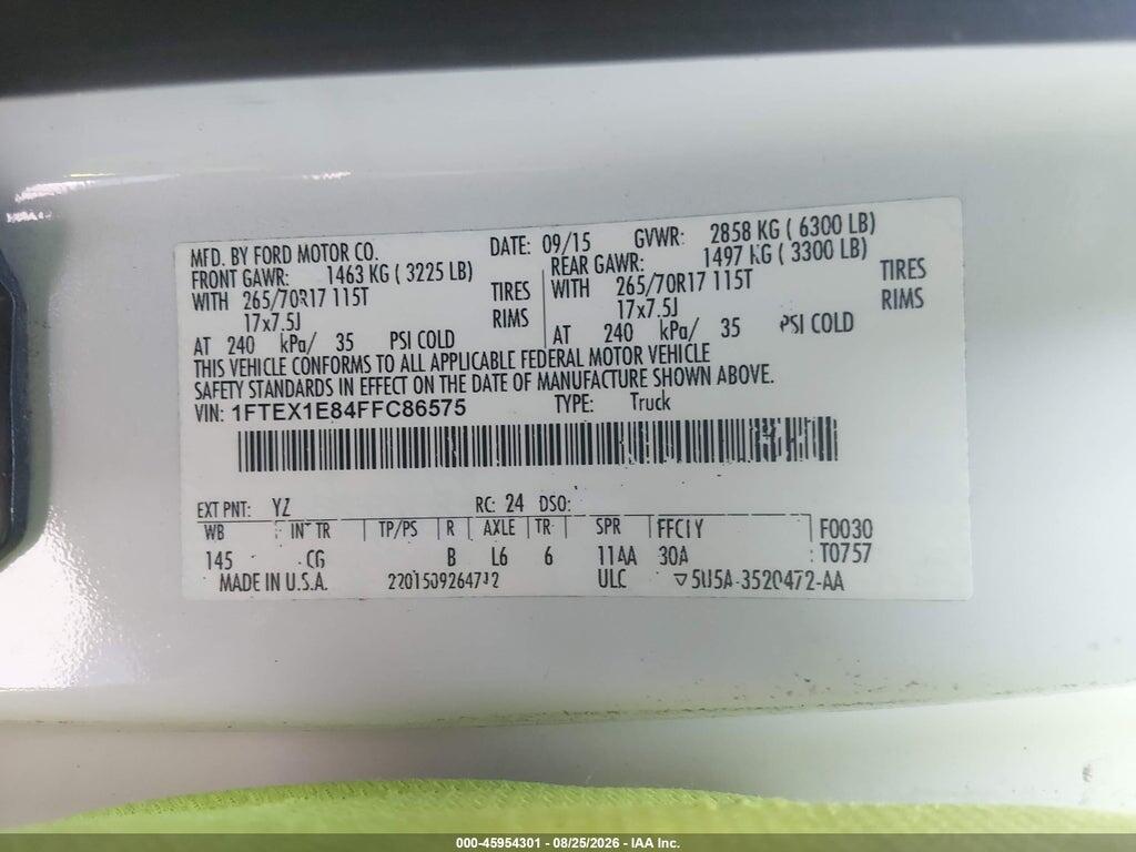 1FTEX1E84FFC86575 2015 FORD F-150 photo no. 9