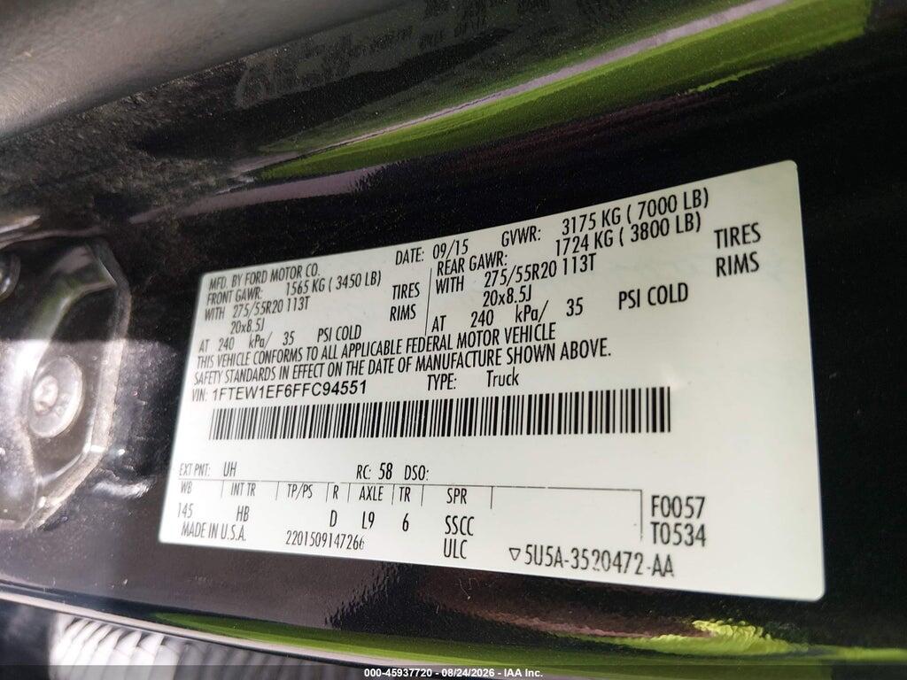 1FTEW1EF6FFC94551 2015 FORD F-150 photo no. 9