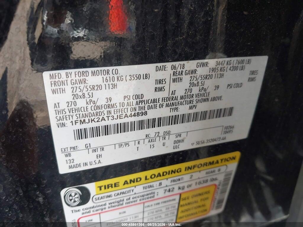 1FMJK2AT3JEA44898 2018 FORD EXPEDITION MAX photo no. 9