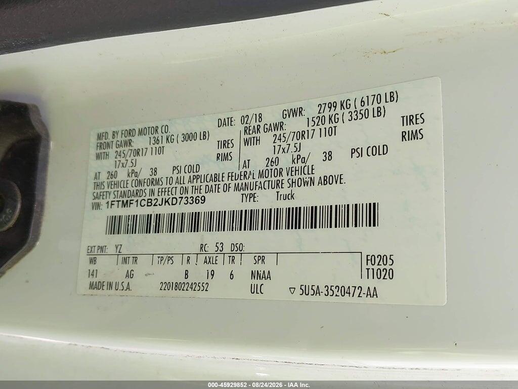 1FTMF1CB2JKD73369 2018 FORD F-150 photo no. 9