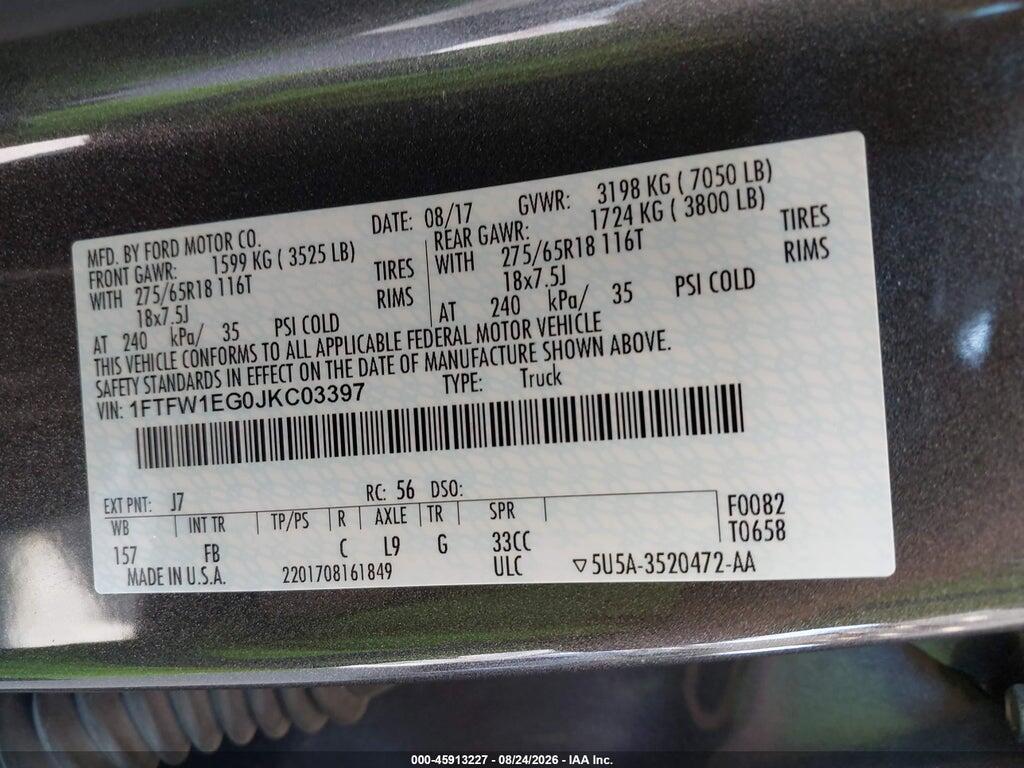 1FTFW1EG0JKC03397 2018 FORD F-150 photo no. 9