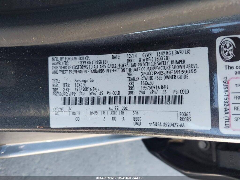 3FADP4BJ9FM159055 2015 FORD FIESTA photo no. 9